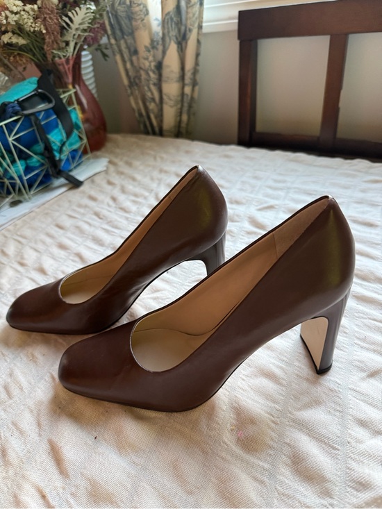 Franco Sarto Shoes - Franco Sarto Chocolate Brown Leather Round-Toe High Heel Pumps